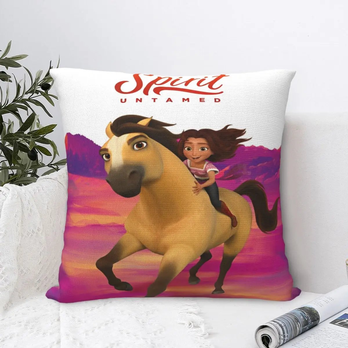 Spirit Riding Free Cartoon Horse Pillow Covers Soft Fabric Cushion Cover Gift Pillow Case Cover Bedroom Dropshipping