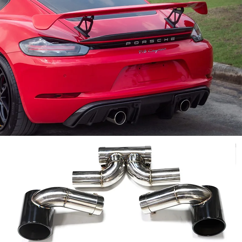 Dual Exhaust Pipe For Porsche 718 BOXSTER UP GT3 GT4 Look Stainless Steel Exhaust Tip Muffler Tip Exhaust System Nozzle Tailpipe