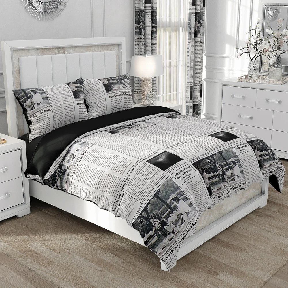 Bedding set King/Queen/Euro/220x240 size Duvet cover set with Pillowcase black stars bed linen Bed Set for home Bedclothes