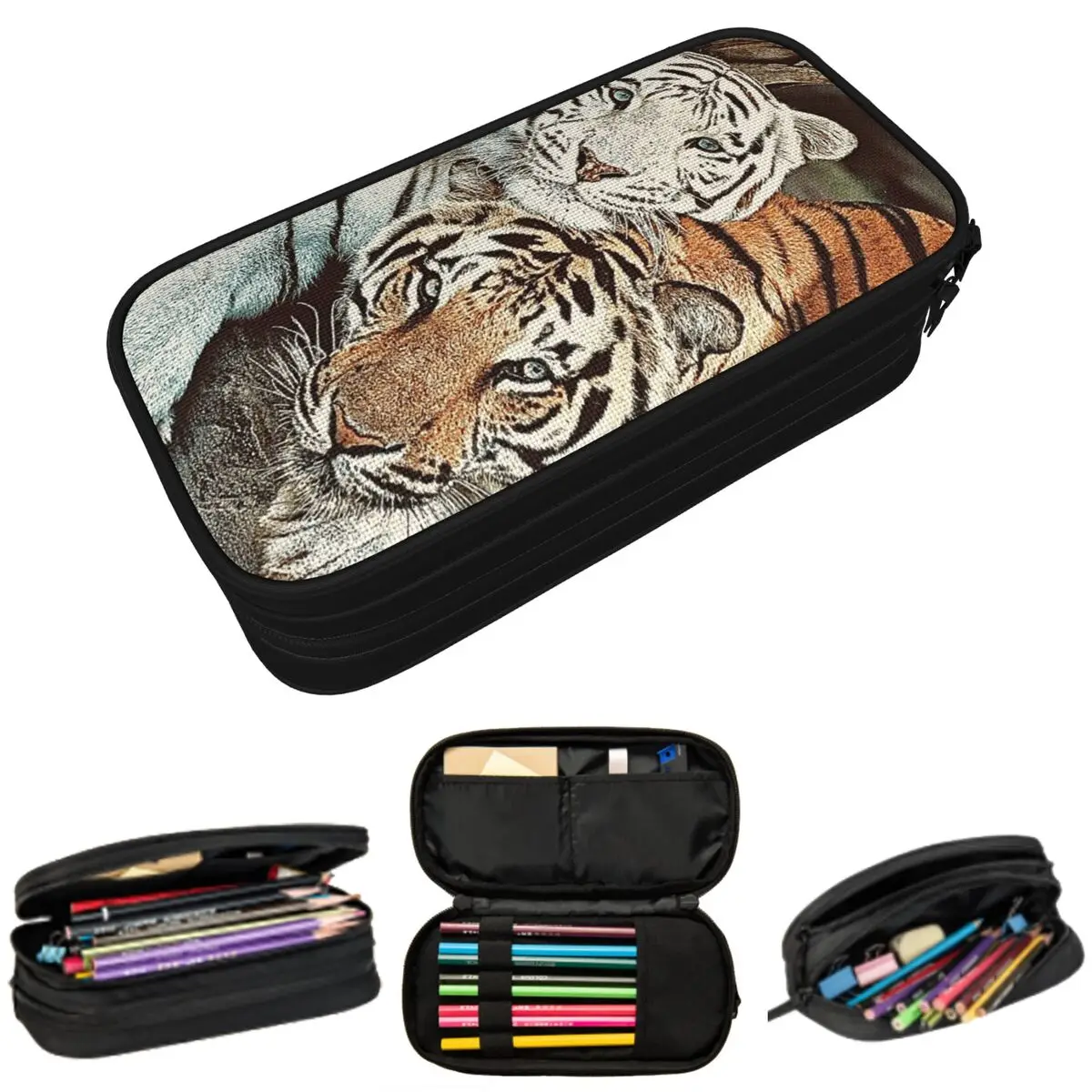 

Lovely Bengal Tiger Animal Pencil Case for Students Gifts Pen Box Pencil Bag Stationery Supplies Pen Holder Bag