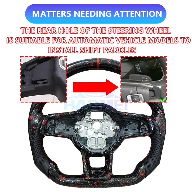 Forged Carbon Fiber Steering Wheel For Volkswagen MK7 MK7.5 GTI R GTD GTE Golf 7, Optional Paddle Shifters Version