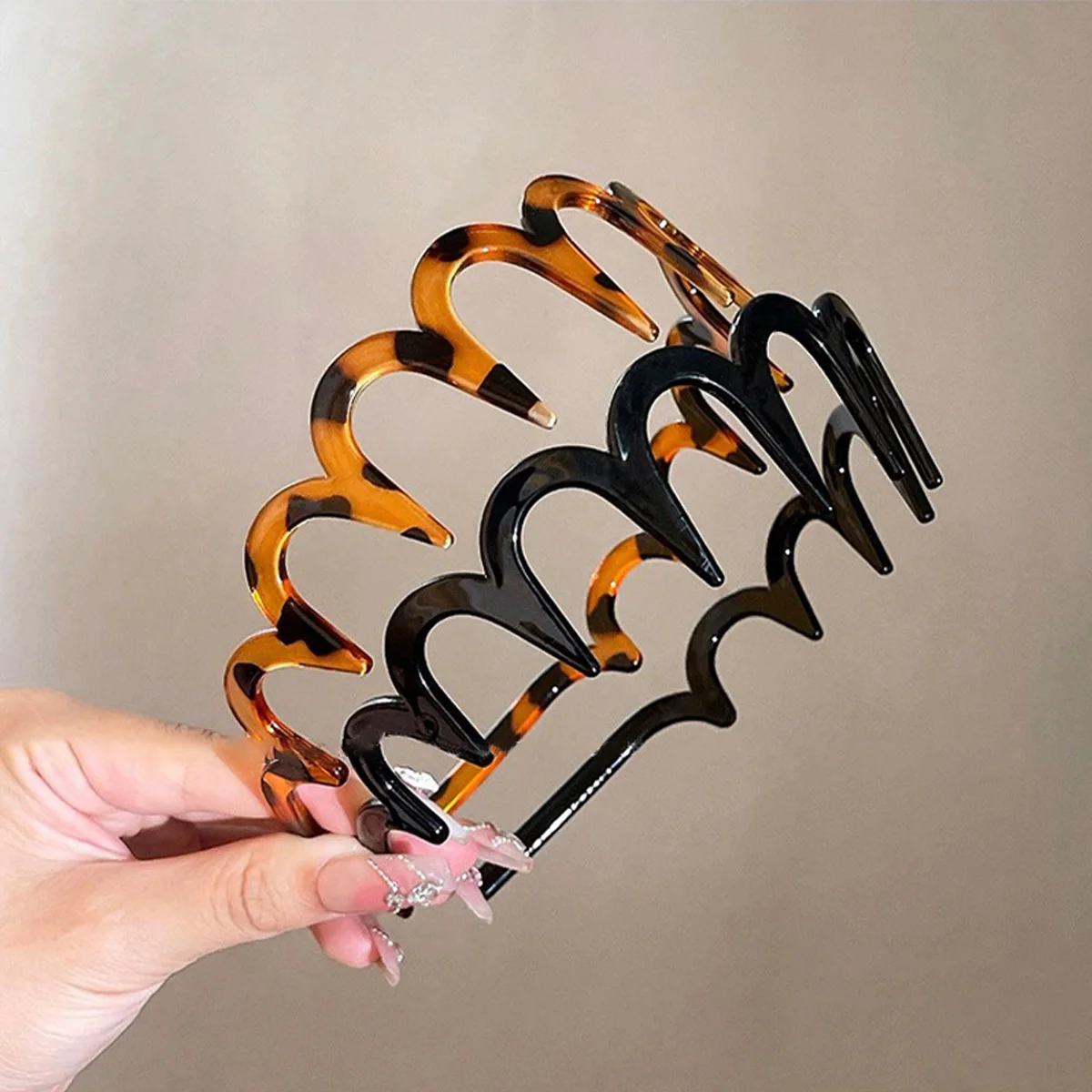 2 PCS Non-Slip Teeth Comb Headband Plastic Braided Thin Hair Bands Hair Accessories