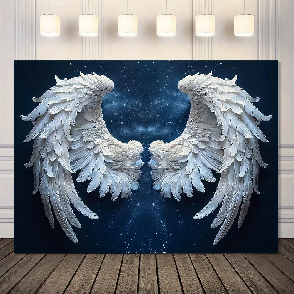 Starry Night Angel Wings Backdrop - Versatile Polyester Banner For Outdoor, Scene & Party Decorations