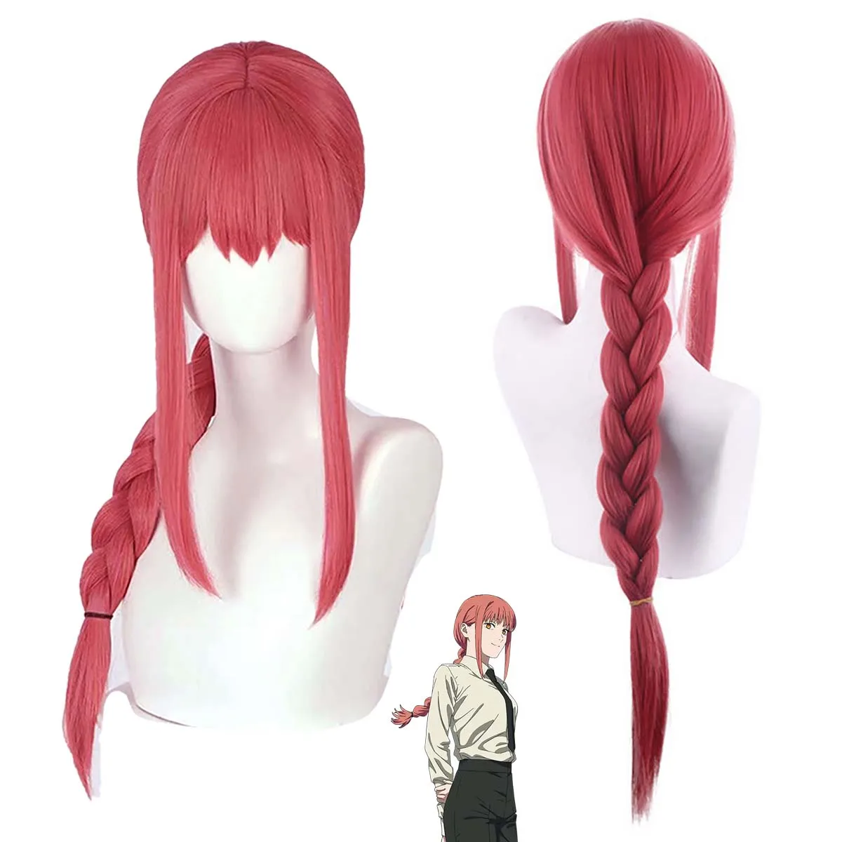 

Бензопила Человек Косплей Макима Длинный Красный Плетеный Парик Для Женщин