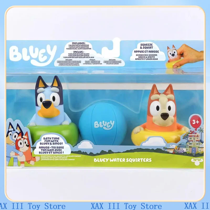 Cute Cartoon Bluey Bath Doll Toys 3pcs Floating Water-Spraying Toy Dog Vinyl Model Desktop Decoration Children's Companion Gifts