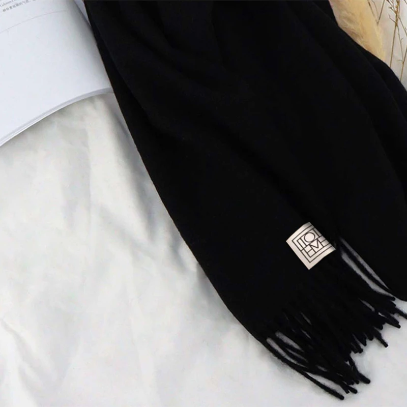 100% Wool Lamb Scarf Solid Color Plain Women Man Winter Warm Soft Neck Scarves Real Wool Shawl Brand 2024 Female Cashmere Scarf