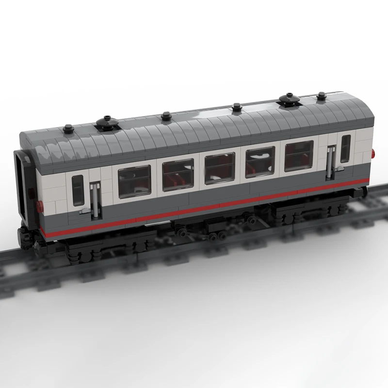 qwer City Car Model MOC Building Bricks Railway Passenger Train Carriage Modular Technology Gifts Holiday Assemble Children Toys