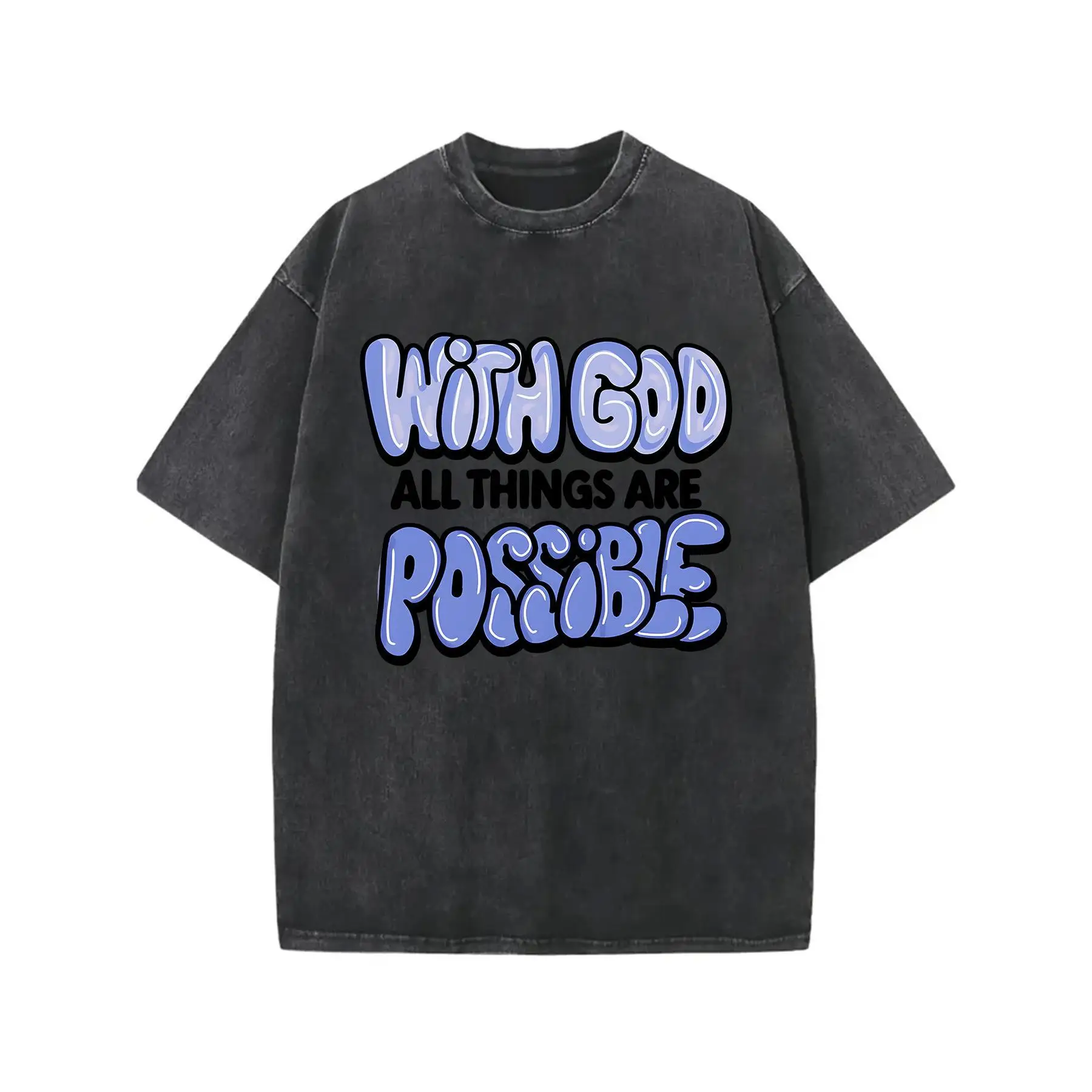 

"With God All Things Are Possible T-Shirt | Christian Faith Graphic Tee | Vintage Washed Religious Gift | Bible Verse Top"