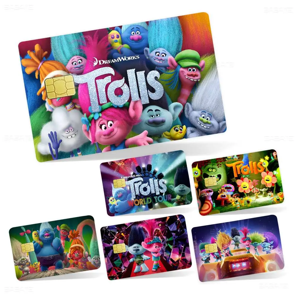T-Trolls Band T-Together C-Cartoon Game Film Cover Sticker Case For Small Chip Credit Debit Card Front Side
