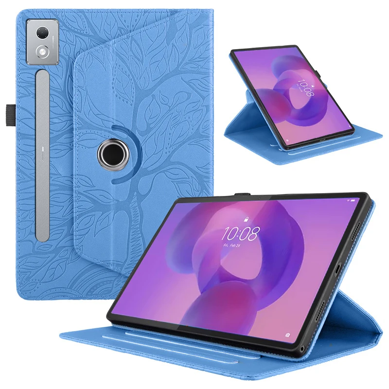

For Lenovo Idea Tab Pro 2025 Case 12.7 inch 3D Tree Embossed 360 Degree Rotating Stand for XiaoxinPad Pro 12 7 12.7 2025 Case