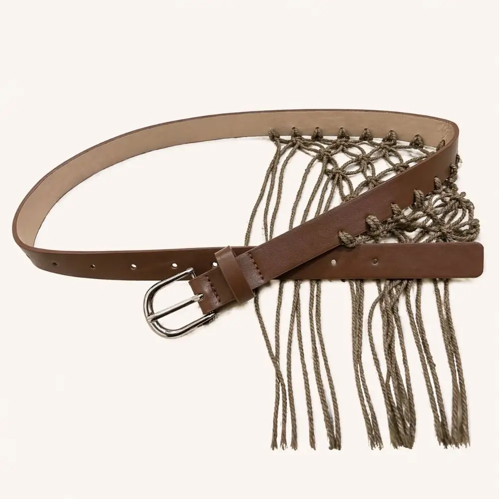 Personality Y2K Tassel Weave Belts Boho Mesh Bohemian Style Belts Ethnic Style Retro Woven Tassel Waistband Waist Accessories