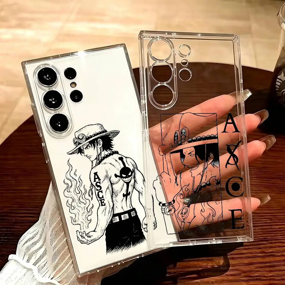 O-One Portgas P-Piece D. Ace-S Phone Case For Samsung S25,24,23,22,21,20,30,Ultra,Plus,Fe,Lite Transparent Cover