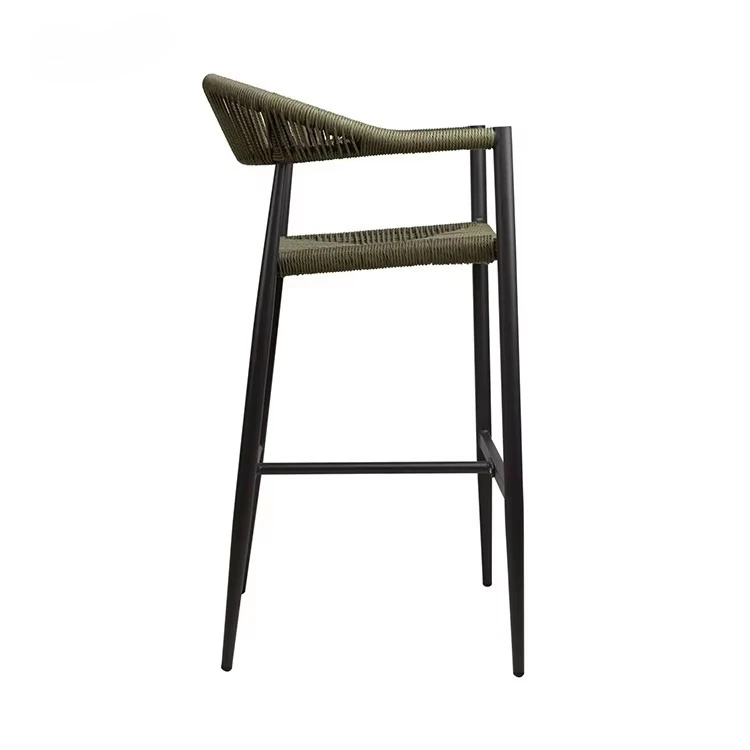 & Factory Price Outside Waterproof Woven Rope Outdoor Garden Bar Chair Stackable Aluminum Frame