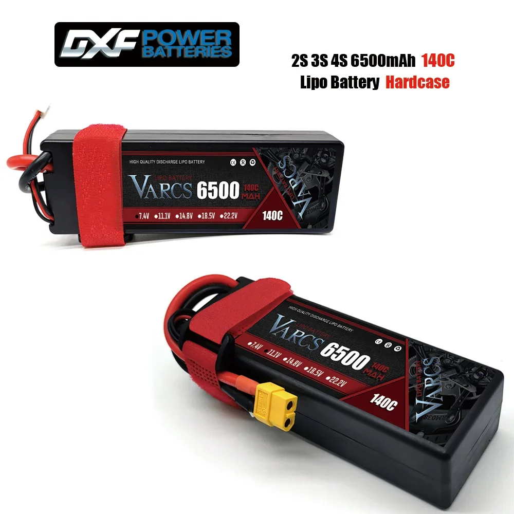 VARCS Lipo 2S 3S 4S Battery 6500mAh 140C with XT60 EC5 TRX T/DEANS XT90 XT150 Plug HardCase For 1/8 Buggy RC Car Boat Airplane