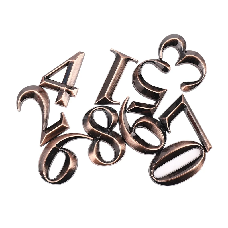 10Pc Gate Digits 0 To 9 Number Tag Numeral Door Plaque House Drawer Sign Plating Hotel Home Sticker Address Door Label