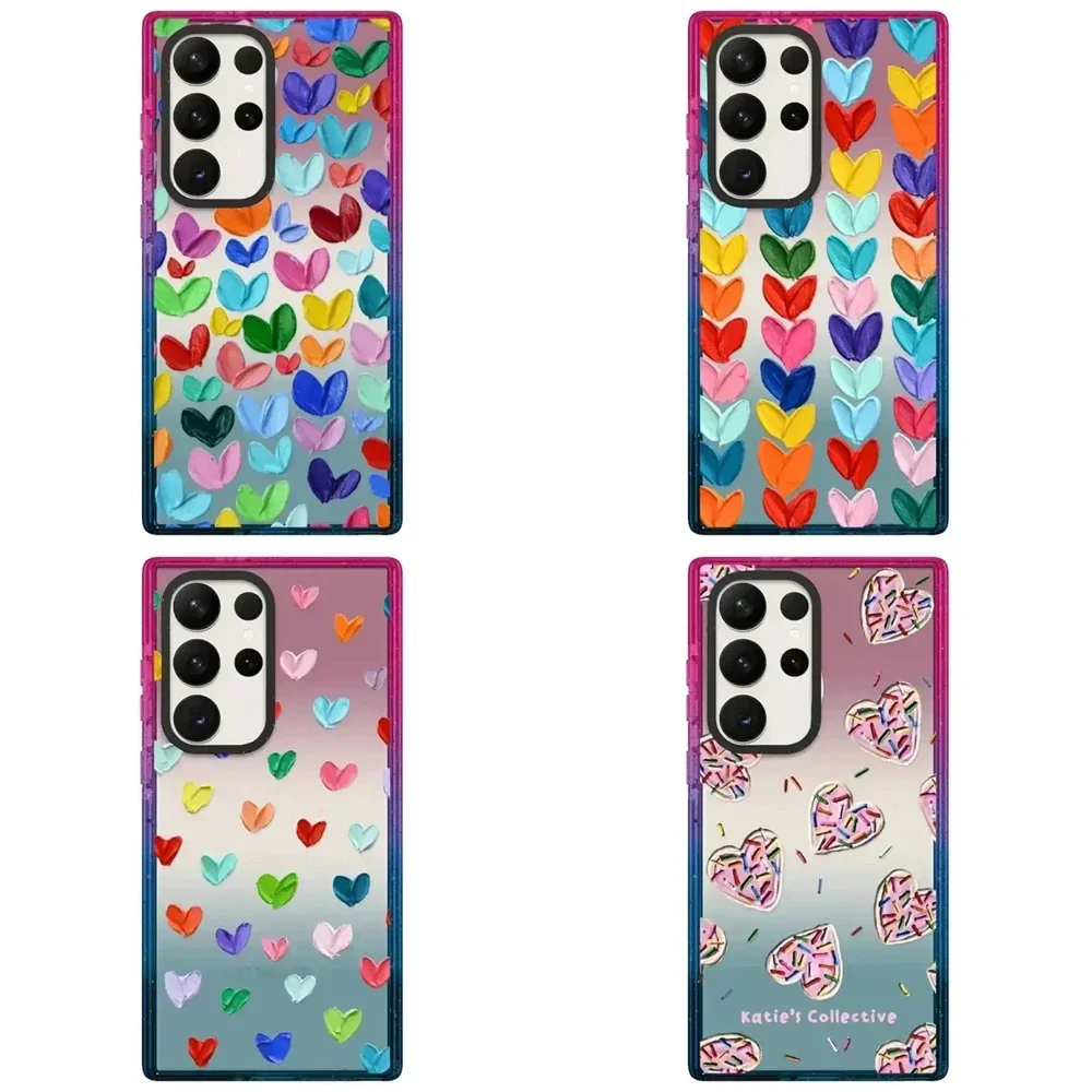 

Heart Graffiti Acrylic Colorful Border Protective Case for Samsung Galaxy S 22 S23 S24 Ultra S22+ S23+ S24 Plus Shell