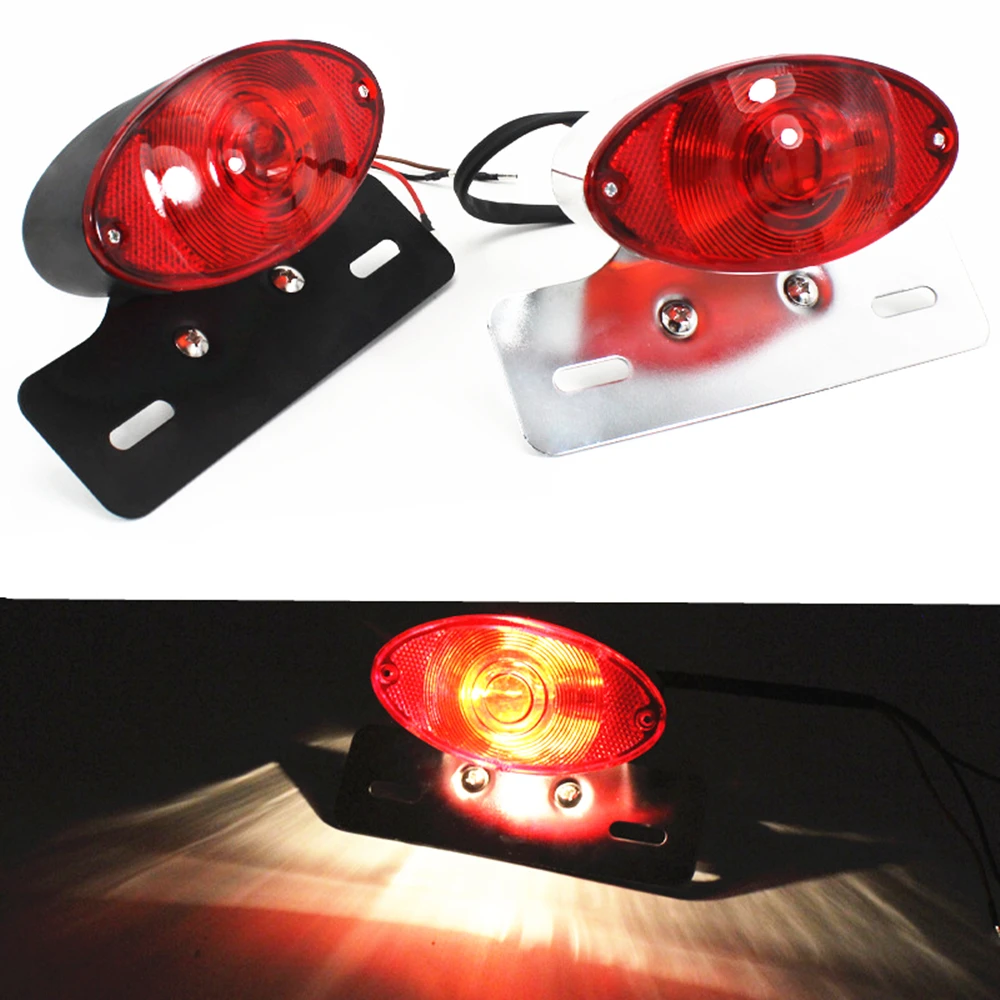 Universal Motorcycle 12V Blub Rear Lamp Tail Light License Plate Holder Bracket Chopper Cafe Racer Old School Touring