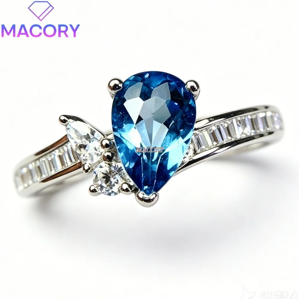 S925 sterling silver natural London blue topaz ring delicate and simple design elegant and classy great for everyday wear