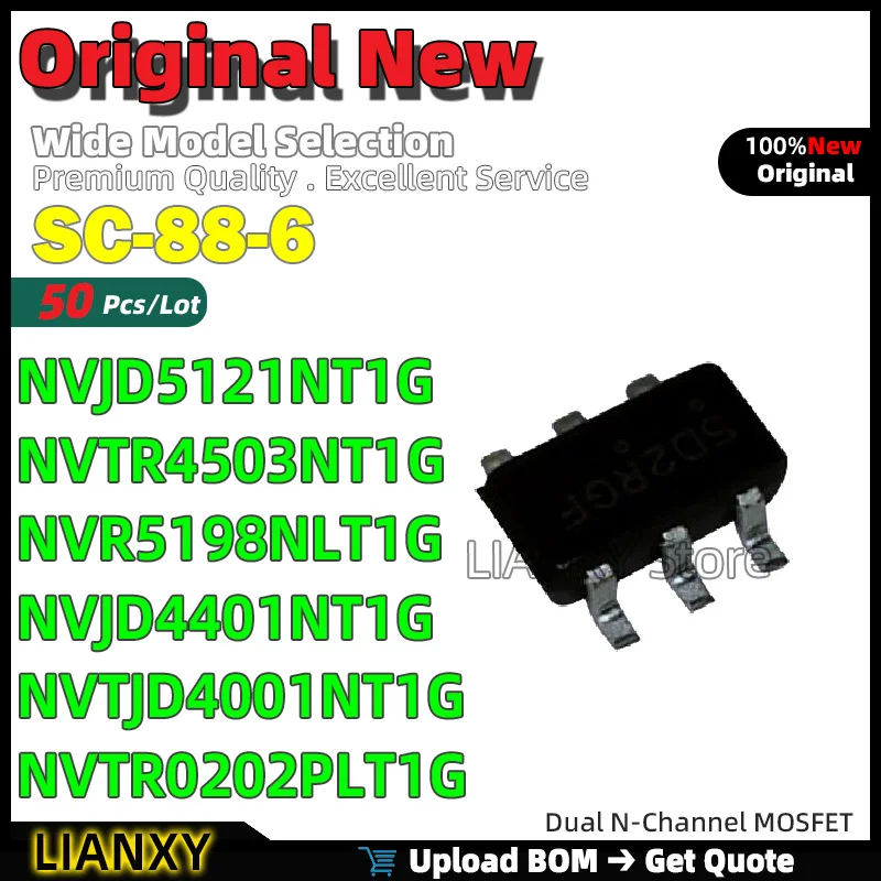 50pcs SC-88-6 NVJD5121NT1G NVTR4503NT1G NVR5198NLT1G NVJD4401NT1G NVTJD4001NT1G NVTR0202PLT1G Dual N-Channel MOSFET New Original