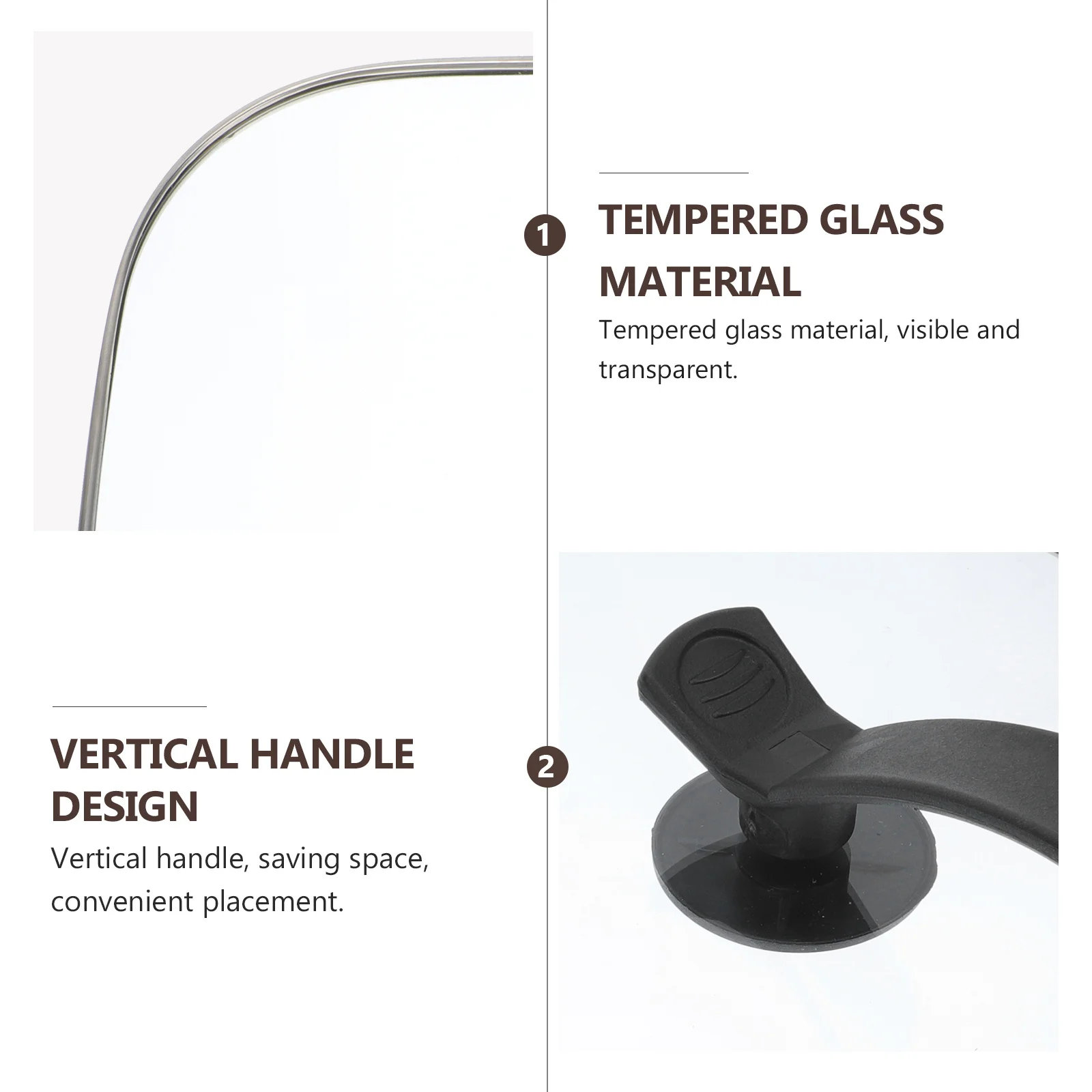 

1Pcs Electric Square Frying Pot Cover Tempered Glass Transparent Lid Vertical Handle Pressure-Balanced Anti-Overflow Kitchen