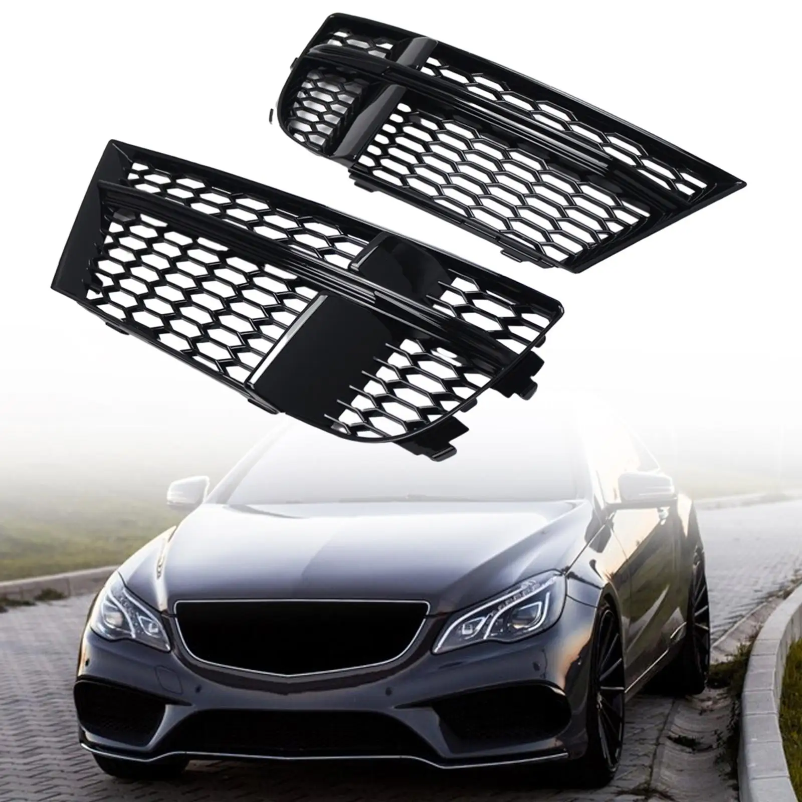 

2 Pieces Air Guide Grille Sturdy Honeycomb Mesh Grille for Audi 2016-2020 Automotive Accessories Easy Installation Replace