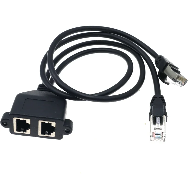 8Pin RJ45 تمديد كابل 2 ذكر زوج مزدوج أنثى المسمار لوحة تصاعد ثقب إيثرنت Lan شبكة CAT5 كابل الشبكة 0.5 متر 0.3 متر