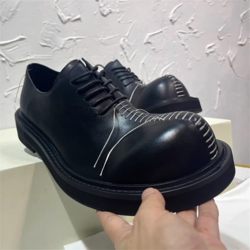 

Big Round Toe Man Derby Wedding Shoes Genuine Leather Men Lace up Men Dress Bussiness Shoe