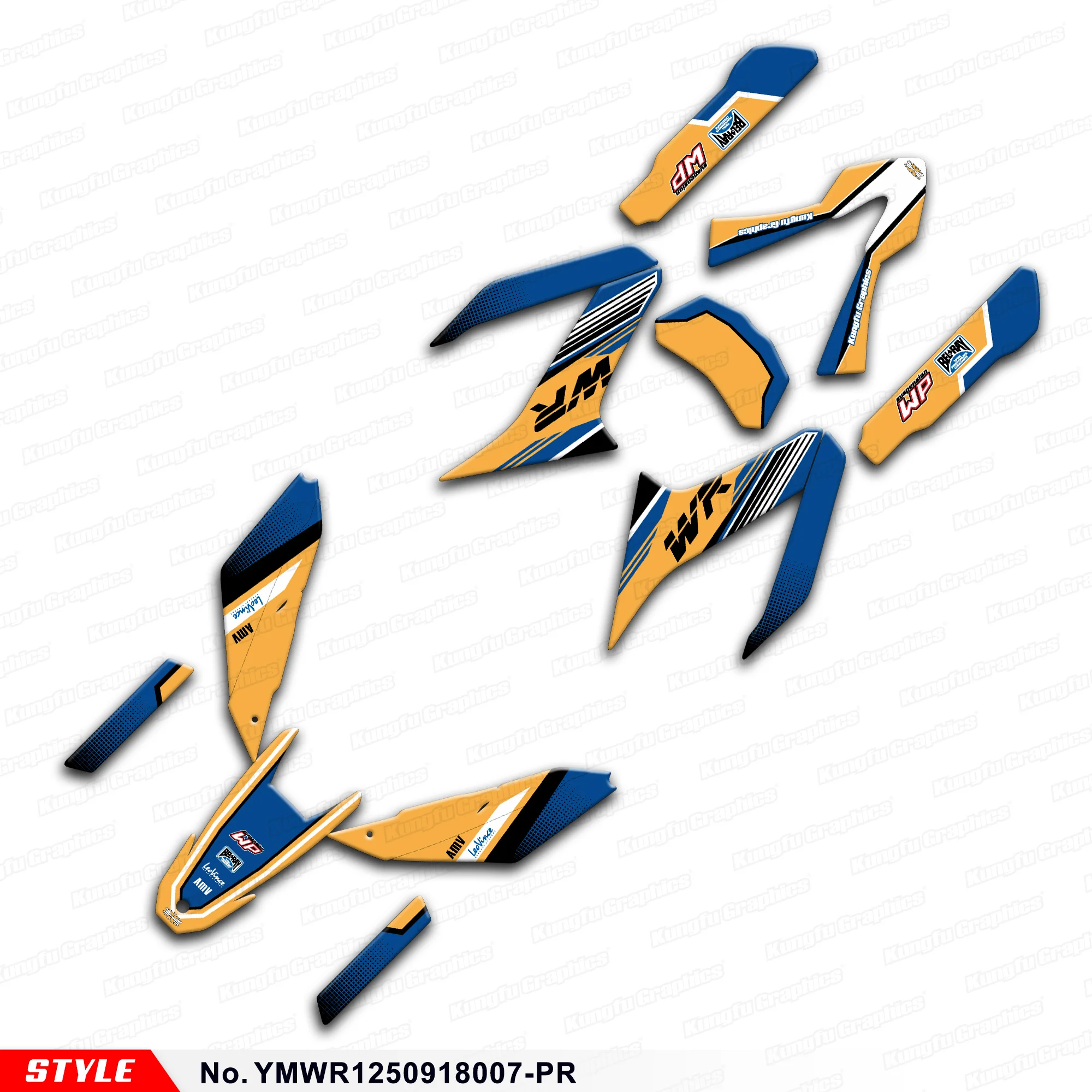 

JY RACING Graphics Kit Wrap Design for Yamaha WR125R WR125X WR125SM WR155R 09 10 11 12 13 14 15 16 17 18, YMWR1250918007-PR