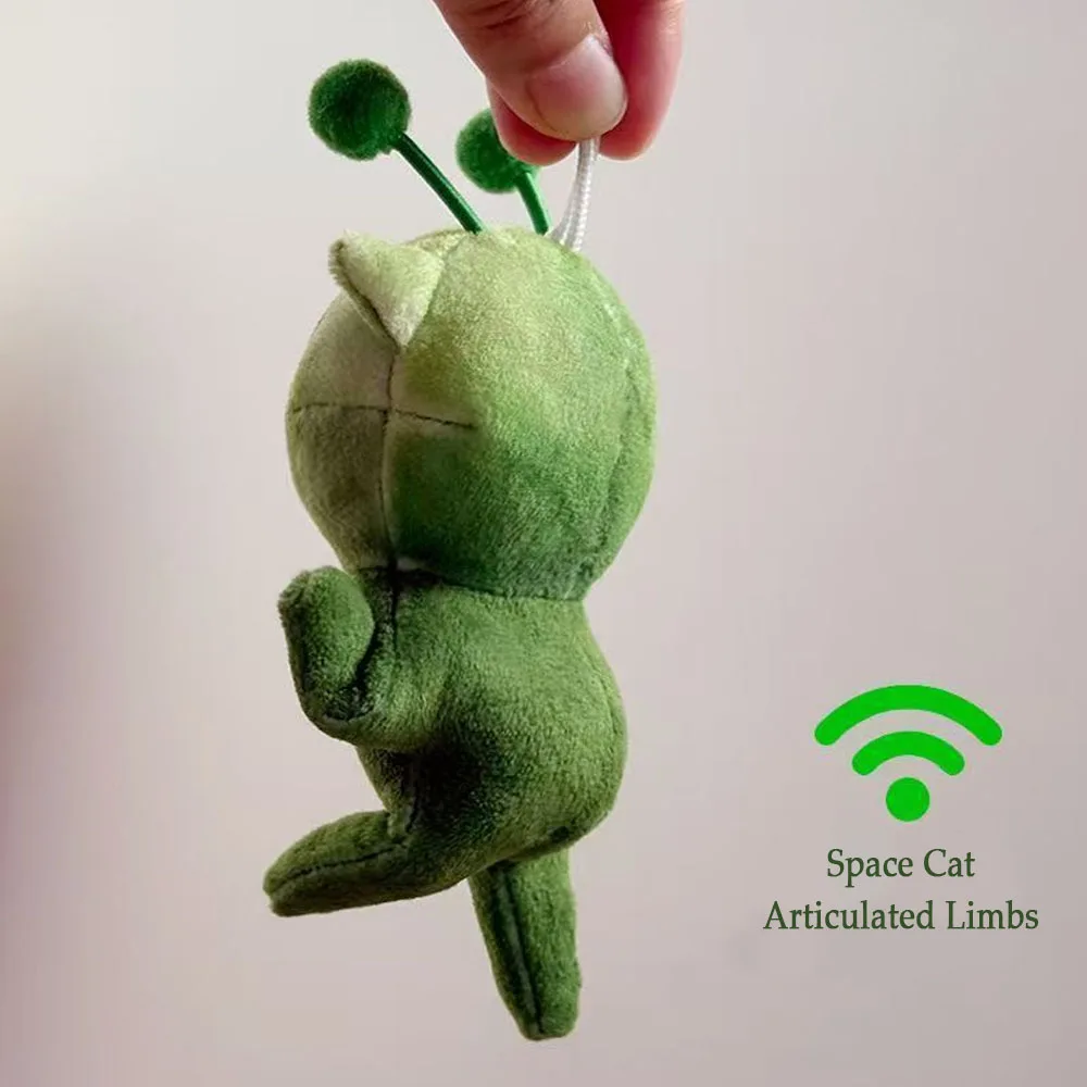 Green alien cat plush doll funny creative changeable shape pendant rag doll for bag decoration