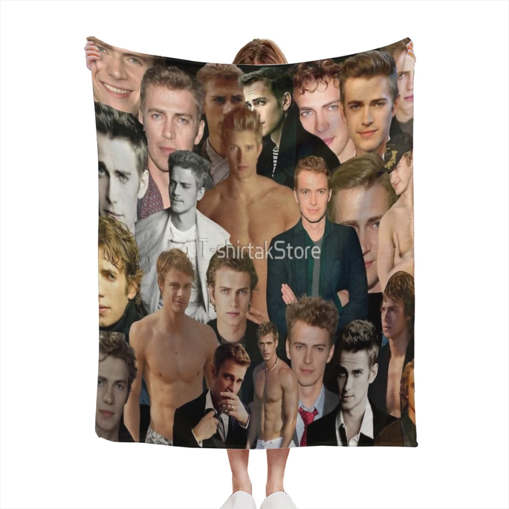 hayden christensen photo collage Summer Blanket Thin Blanket for Couch Sofa Warmth Bed Artificial Flannel Blankets Comfortable