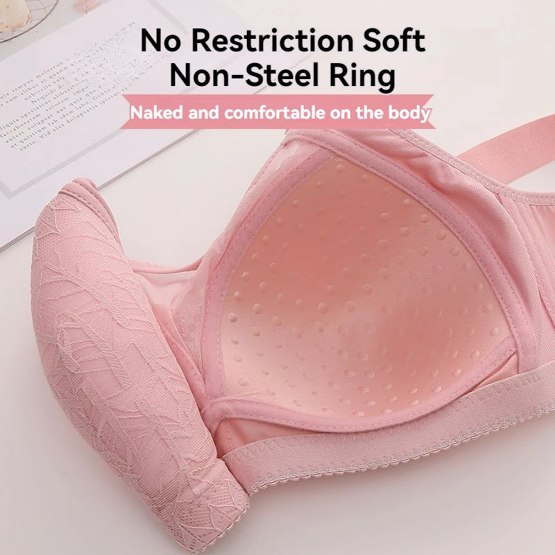 New Large Size Non-Steel Ring Back Bras Push Up Underwear Comfortable Breathable Sexy Lace Side Collection Adjustable Brassiere