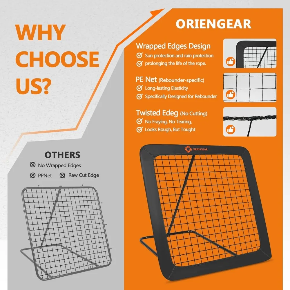 ตาข่ายซ้อมฟุตบอลแบบเด้งกลับ ปรับมุมได้ 8 ระดับ ขนาด 40 x 40 นิ้ว ทนทาน เหมาะสำหรับฝึกซ้อมในสวนหลังบ้านและพัฒนาทักษะเด็ก