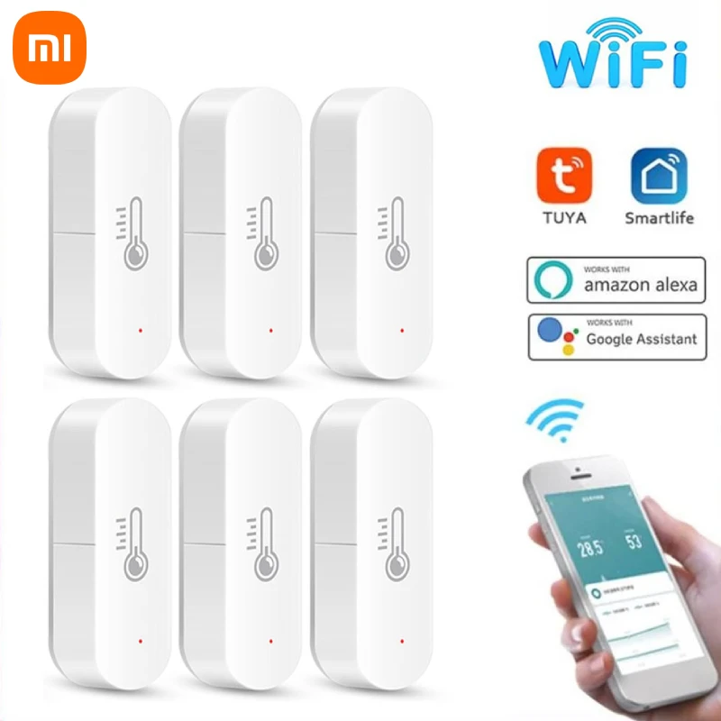 Xiaomi-Tuya WiFi Sensor de Temperatura e Umidade, Casa Inteligente, Termômetro, Higrômetro, Detector com Alexa, Google, Vida Inteligente