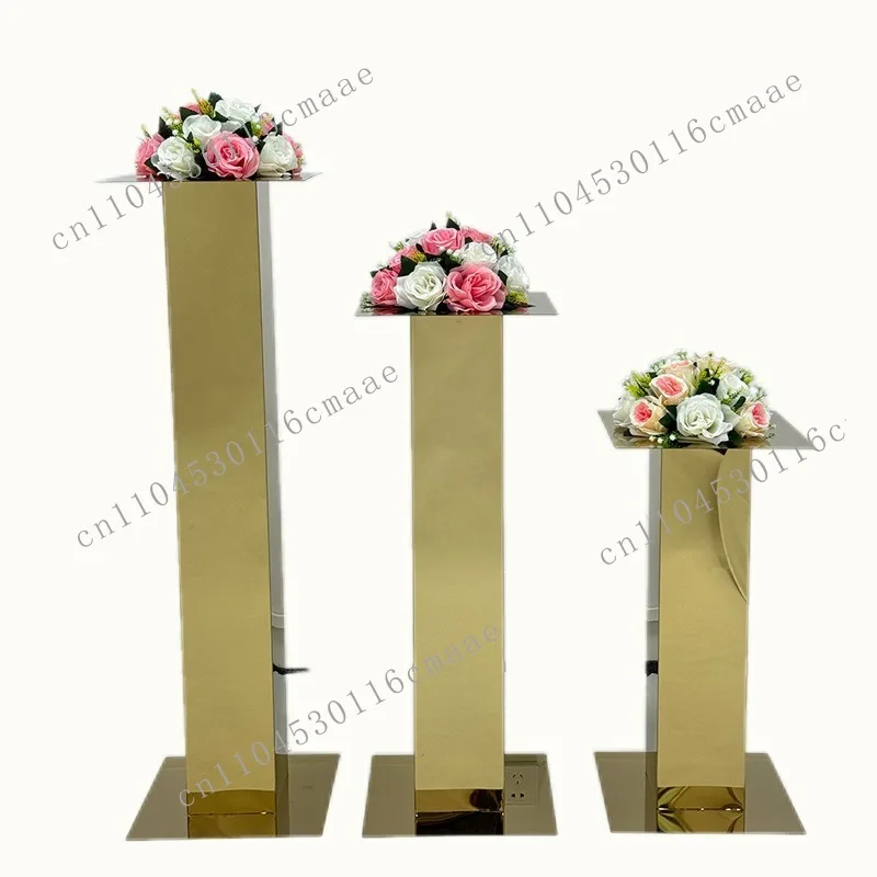 Wedding props Lu Yin Wedding Hall Wedding Hotel Gold Stainless Steel Dining Table Floral Decoration Ornament