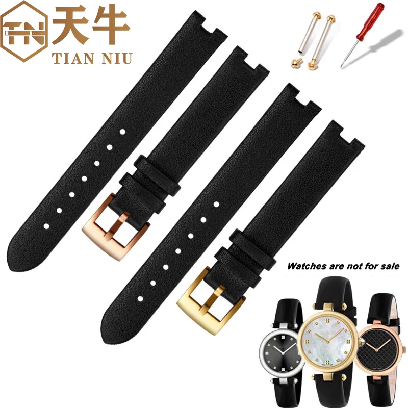 12-4mm 14-4mm notch cowhide strap For G-ucci Genuine lea-ther watchband YA141401 YA141404 YA141505 Women black brown bracelet