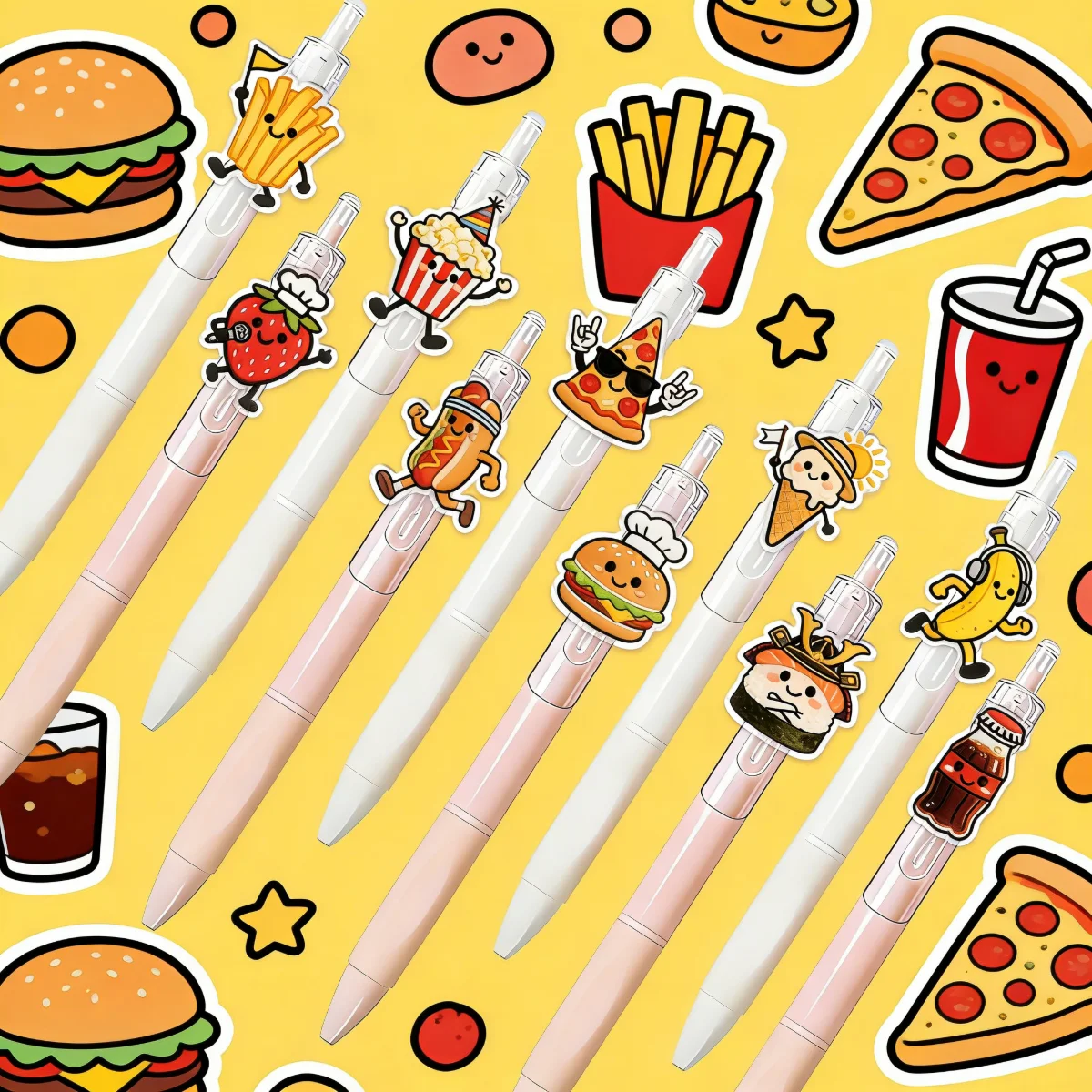 

Набор из 14 креативных шариковых ручек в форме еды, двухцветные (белый и розовый), для учебы и письма