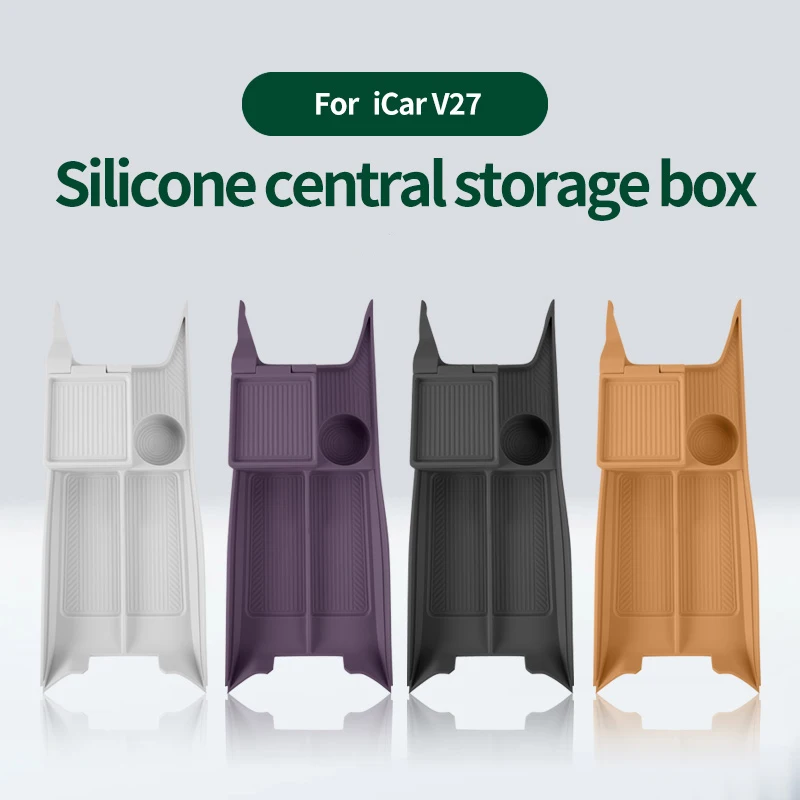 Car Under The Center Console Silicone Mat Storage Box Anti Slip Organizer Pad For Chery ICAR V27 2026 Interior Auto Accessories view 6
