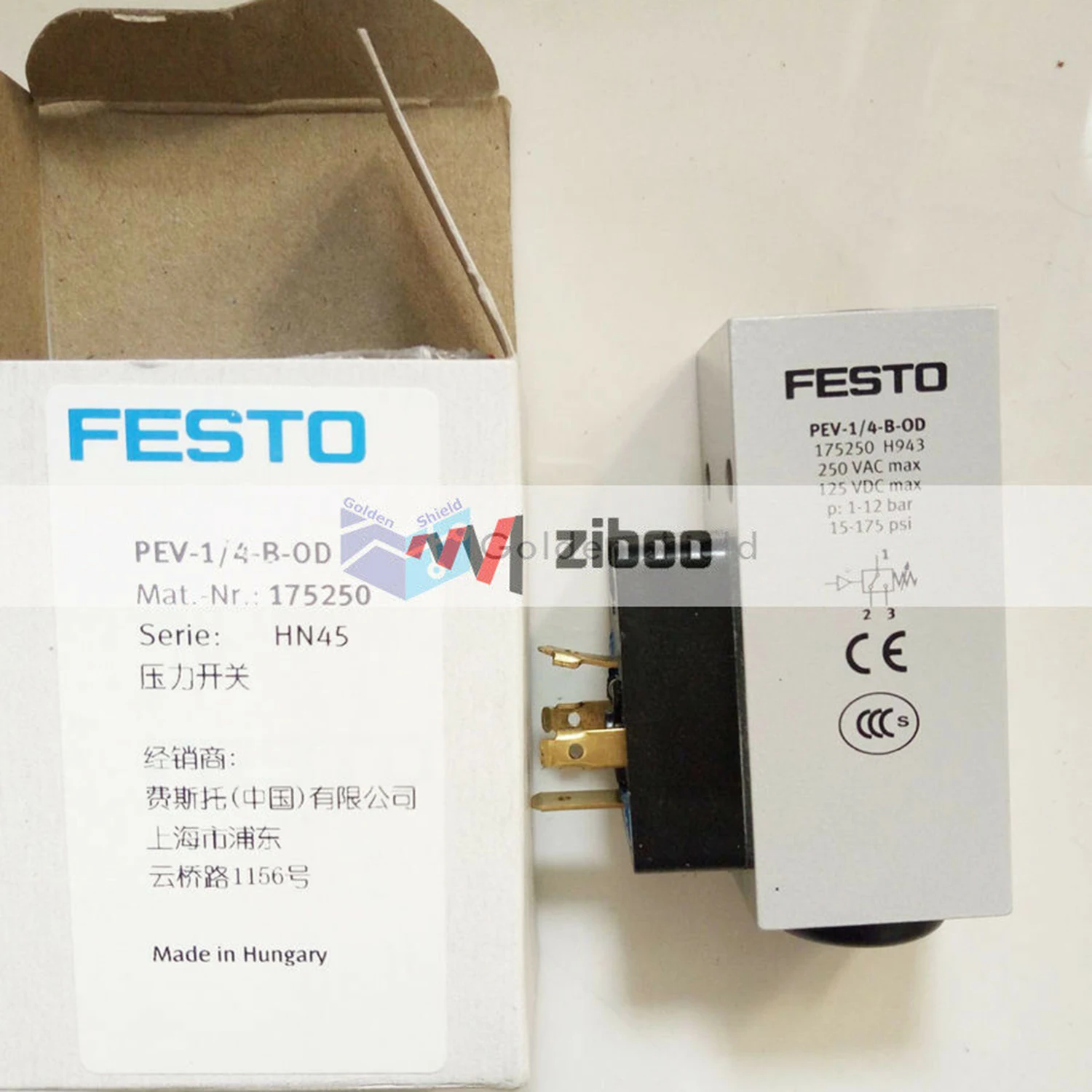 Festo PEV-1/4-B-OD Pressure Switch 175250, New.