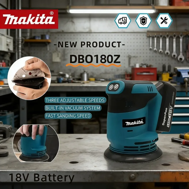 

Бесщеточная аккумуляторная эксцентриковая шлифовальная машина Makita DBO180Z для обработки дерева, шлифовки и полировки (без АКБ и ЗУ)