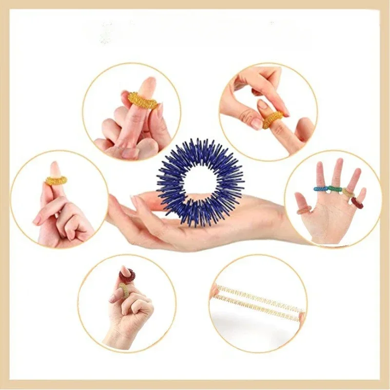 Mini Spring Decompression Joint Meridian Massage Ring Colorful Skincare Rebound Hand Exercise Relaxation Leisure Fingertip Toy