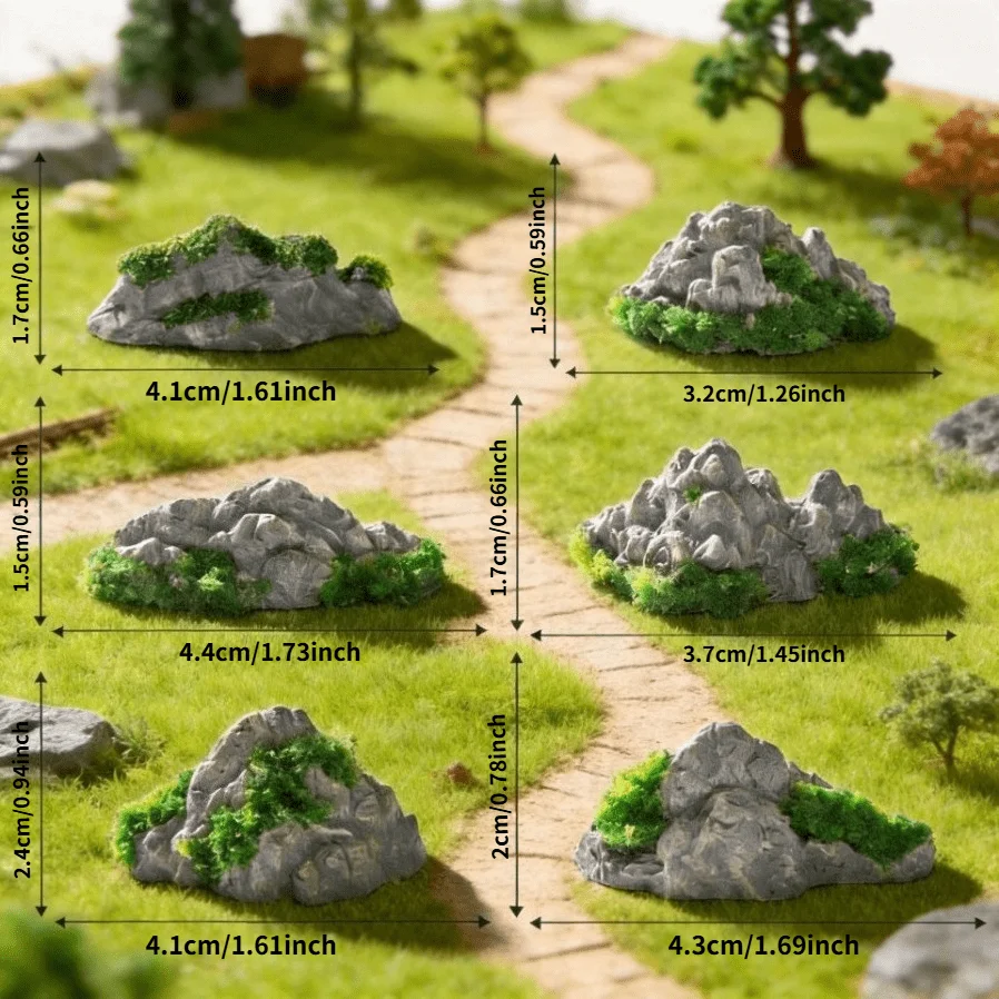 6pcs Simulation Micro Landscape Irregular Shaped Rocks,Random Shapes,Suitable for Forest Rock Landscaping,Home Decoration