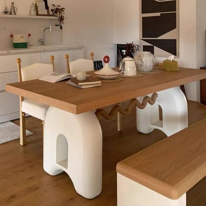 Imagen 5: Mesa de comedor de diseño con patas blancas, muebles de lujo para jardín, mesa de comedor de madera, mesa de conferencias, mesa de jantar para el hogar