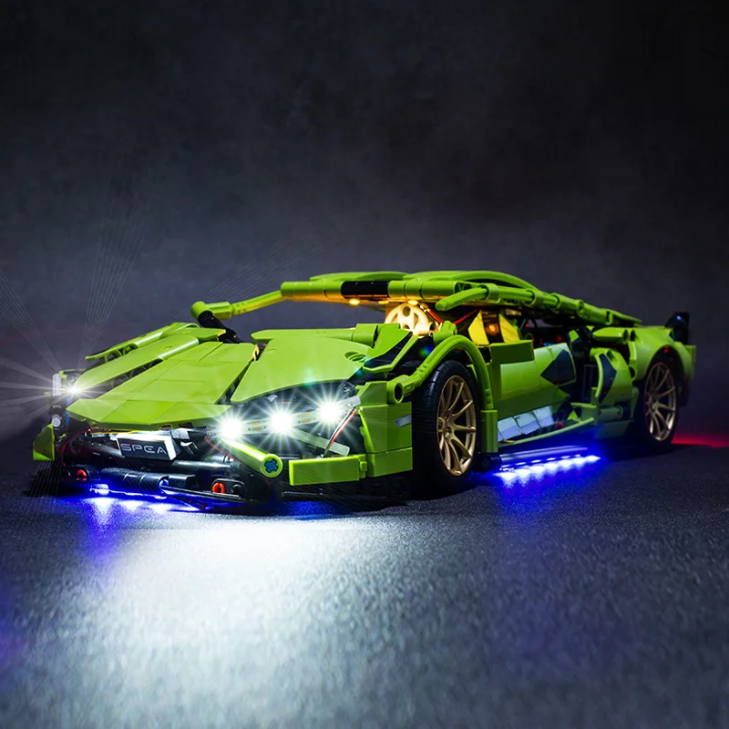 ไฟส่องสว่างระยะไกลสำหรับรถบล็อกตัวต่อทางเทคนิค1:14รถสปอร์ตรถแข่งความเร็วสูงหลอดไฟ DIY ของเล่น (ไม่รวมรถ)
