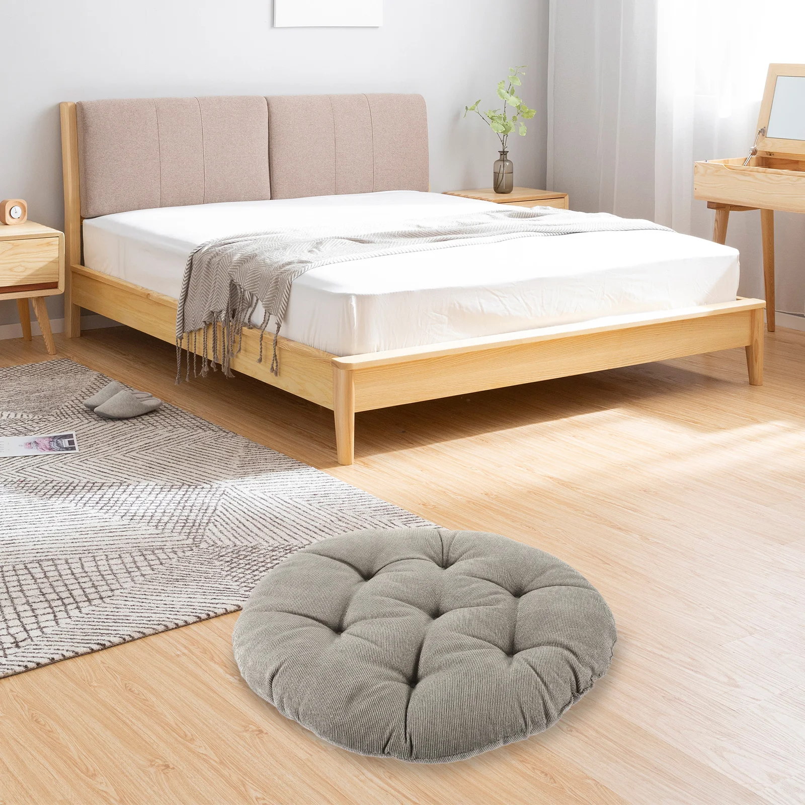 

Round Floor Cushion Thick Corduroy Seat Pad Portable Comfortable Cushion for Office Chair Car Driving Meditation