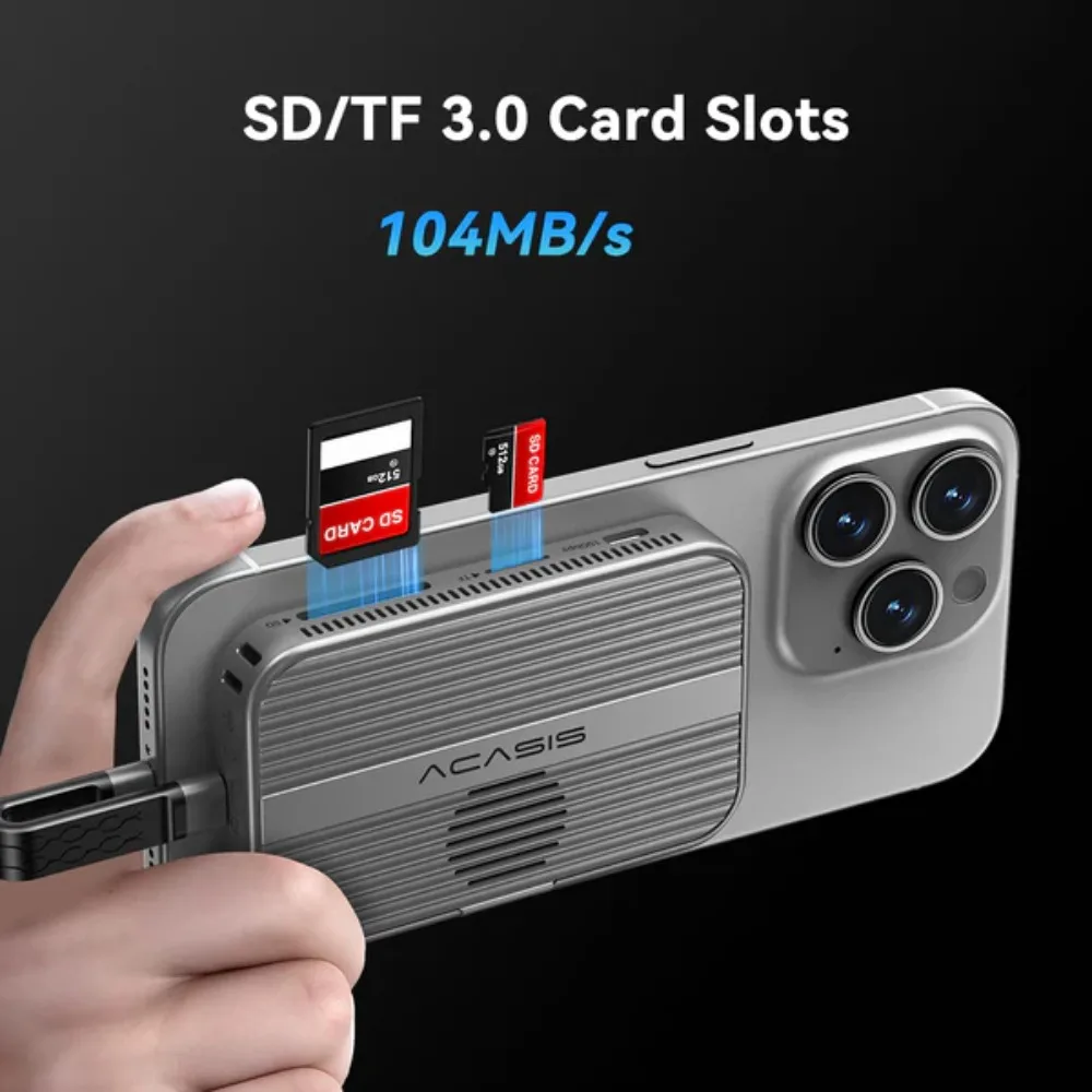 ACASIS M.2 NVMe SSD エンクロージャ 磁気USB Cドッキングステーション 10Gbps 冷却ファン付き iPhone 16/15 Pro 2230/42/60/80 NVME SSD対応