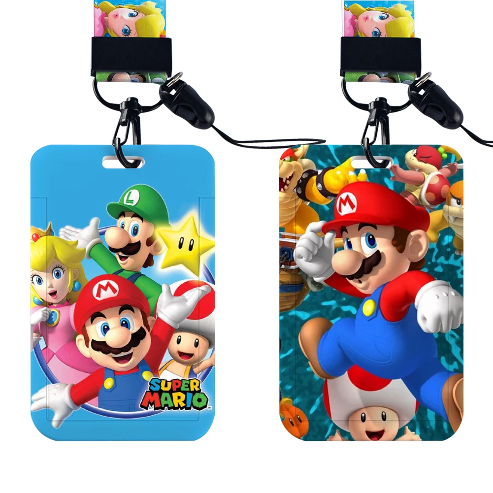 Porte-cartes de dessin animé mignon Mario Anime, porte-badge pour enfants, manches de carte d'identité, lanière de jeu de connaissance, étudiant Kawaii, campus, chaud