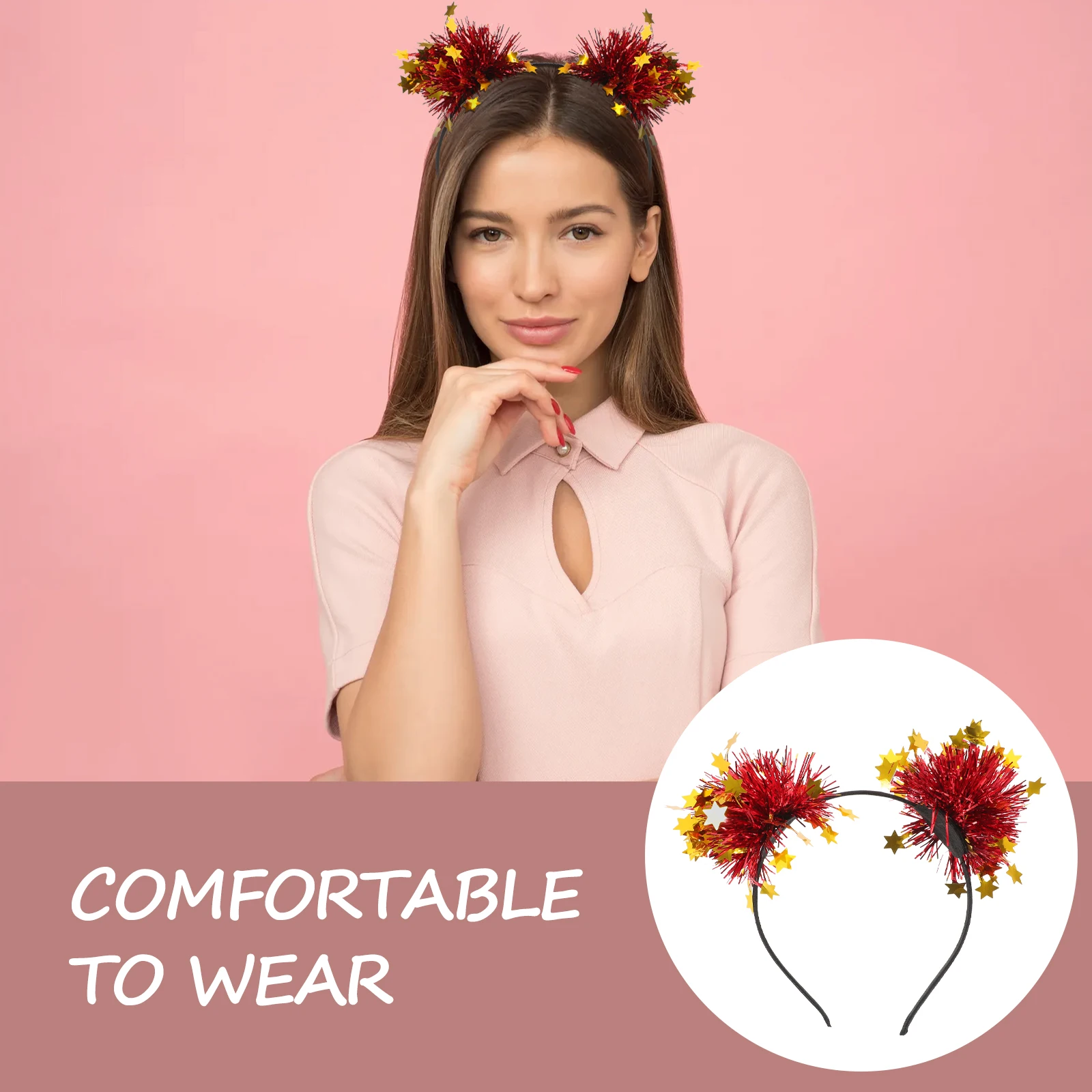 

4 Pcs Star Headband Sequins Glitter Girl Hair Accessories Party Wedding Birthday Photoshoot Stylish Lightweight