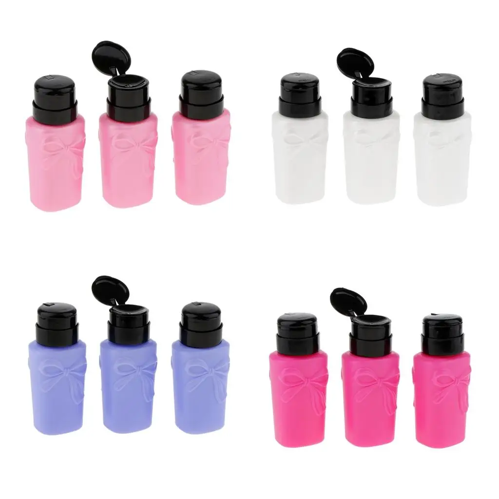 Empty Nail Press Bottle Durable Plastic Refillable Liquid Container for Salon Manicure Storing Nail Cleaning Products