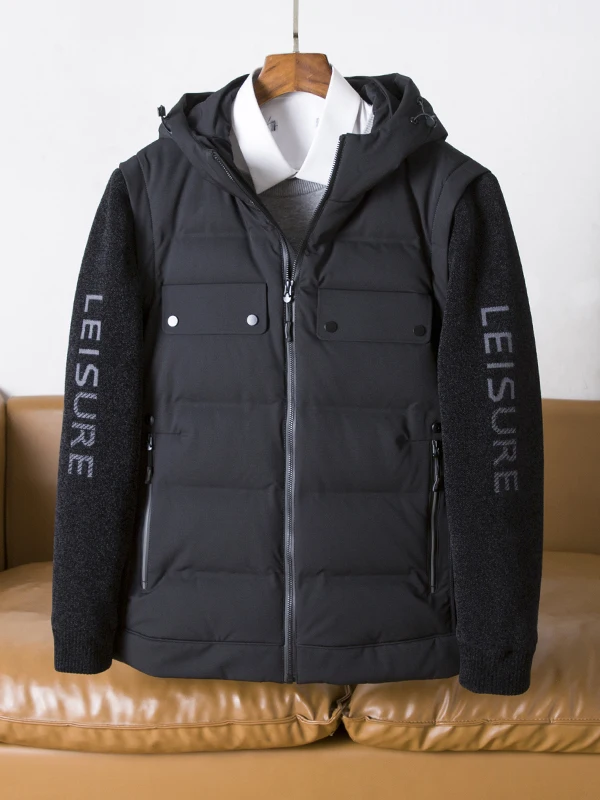 

Мужская пуховая куртка с отстегивающимся капюшоном, теплая повседневная верхняя одежда для молодежи, модная, короткая, белая, с наполнителем из пуха