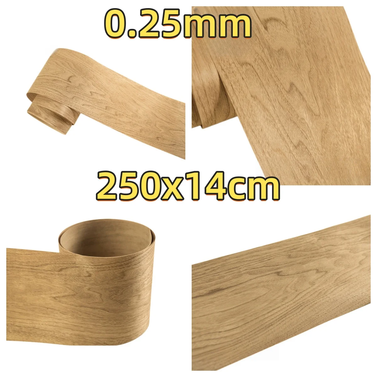 Chapa de madera natural de Catalpa, 0,25 mm de grosor, tamaño 250x14 cm, adecuada para cajas de joyería y decoración de techos.